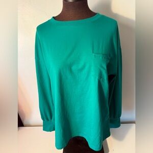 Green Boxy Long Sleeve Tee
